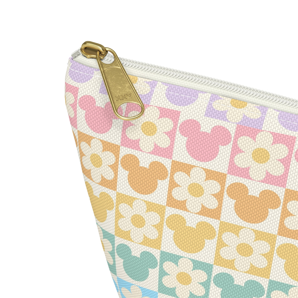 Pastel Mickey & Daisies Checkerboard Accessory Pouch