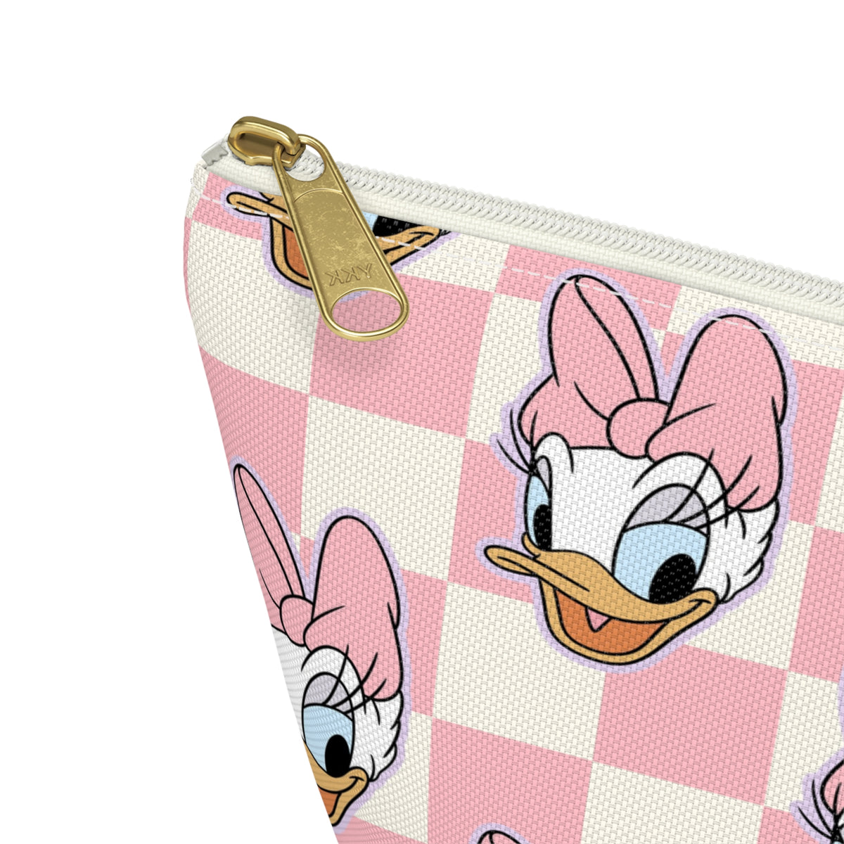 Pink Daisy Duck Checkered Accessory Pouch