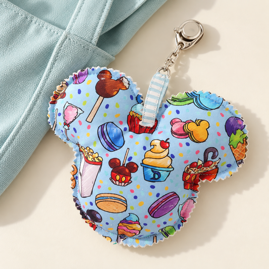 Handmade Blue Park Snacks Mouse Ear Bag Charm