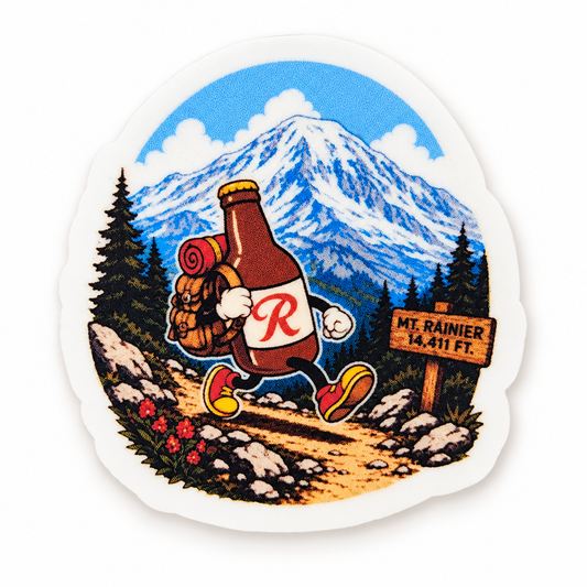 Mount Rainier Hiking Beer Sticker