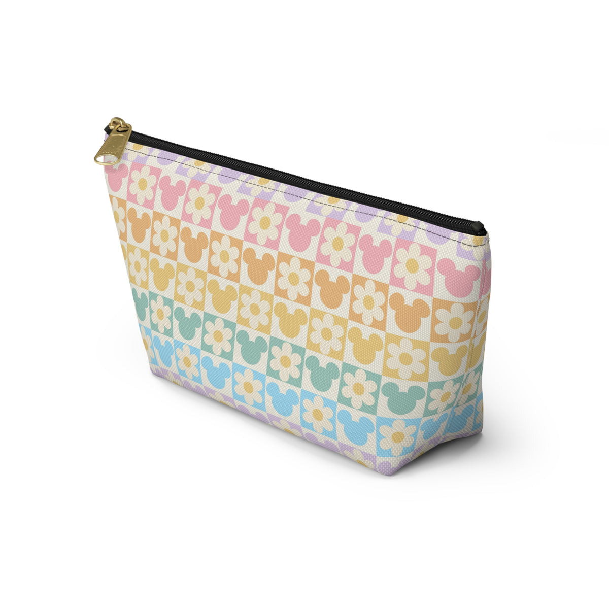 Pastel Mickey & Daisies Checkerboard Accessory Pouch