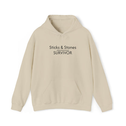 Sticks & Stones Survivor Hooded Sweatshirt - Black Embroidery