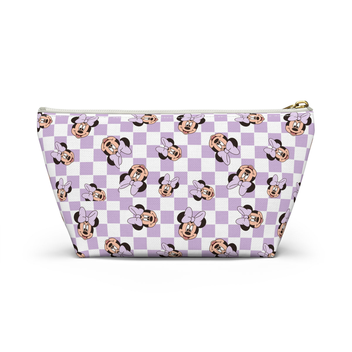 Lavender Minnie Mouse Checkered Accessory Pouch