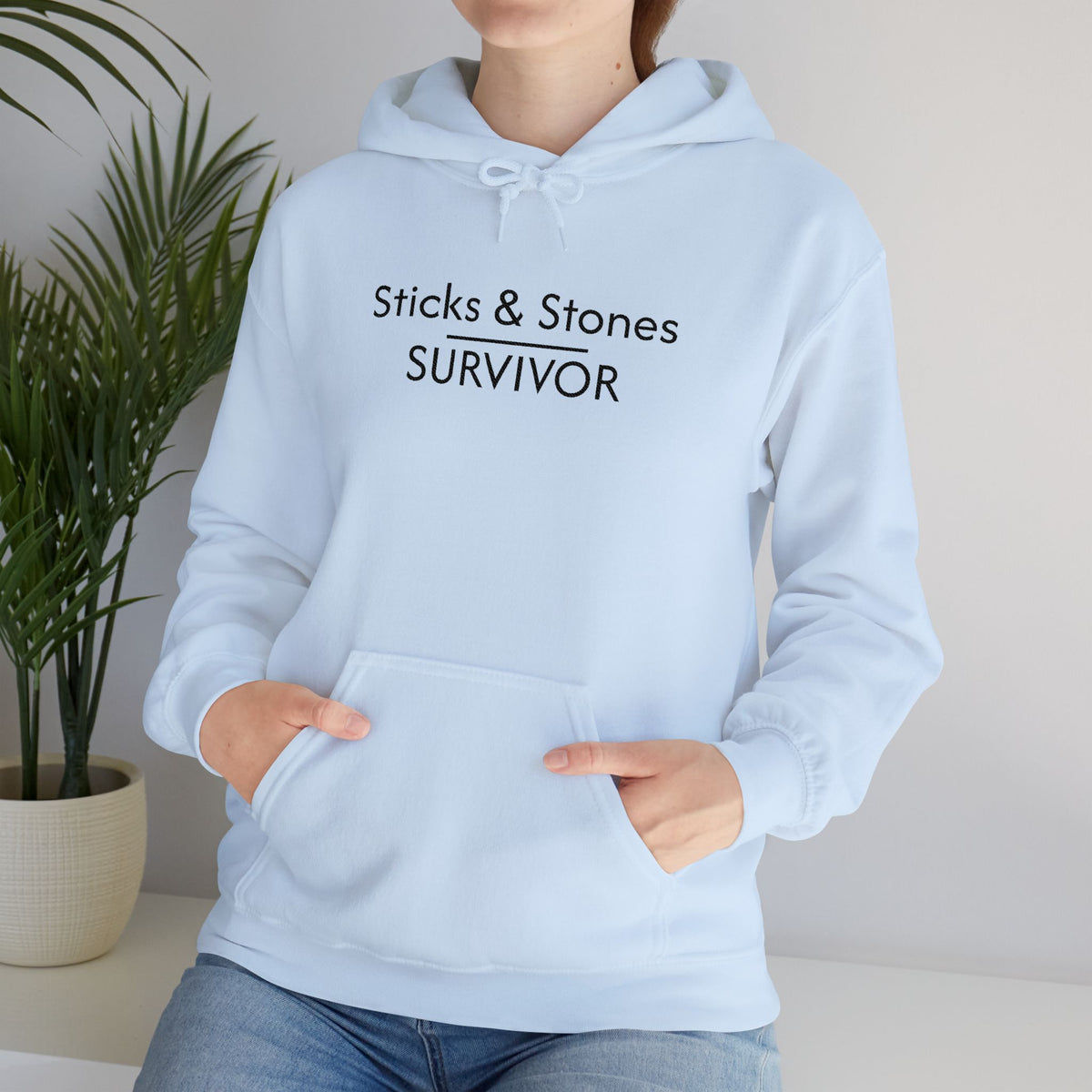 Sticks & Stones Survivor Hooded Sweatshirt - Black Embroidery