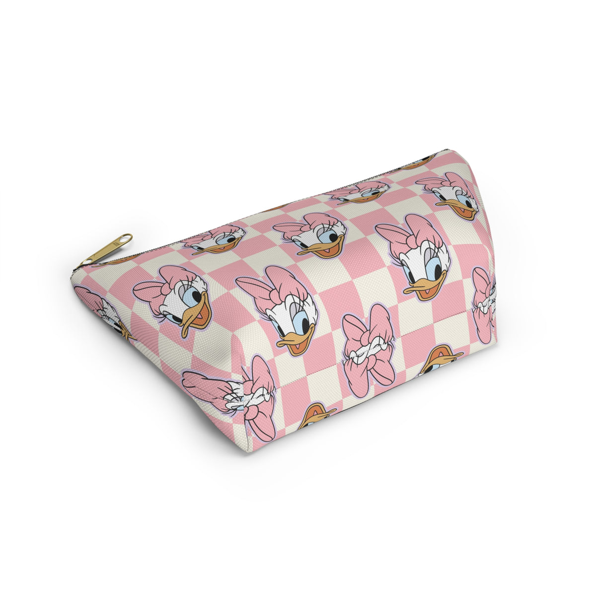 Pink Daisy Duck Checkered Accessory Pouch