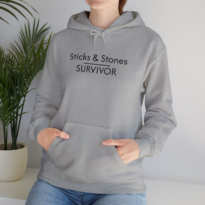 Sticks & Stones Survivor Hooded Sweatshirt - Black Embroidery
