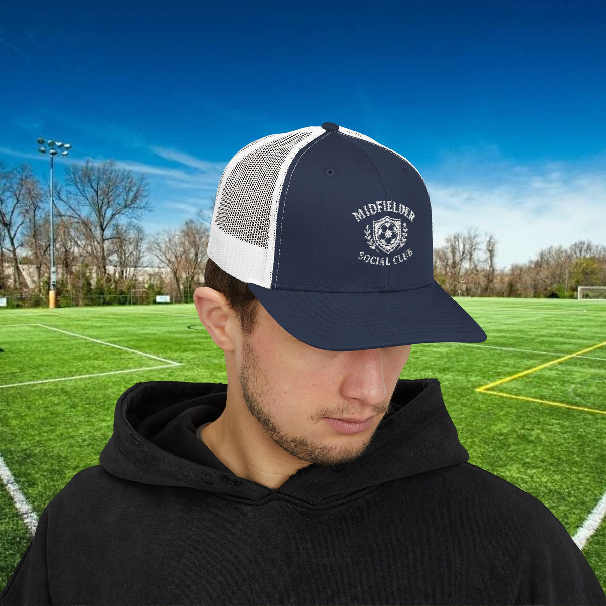 Midfielder Social Club w/White Logo - Snapback Trucker Cap