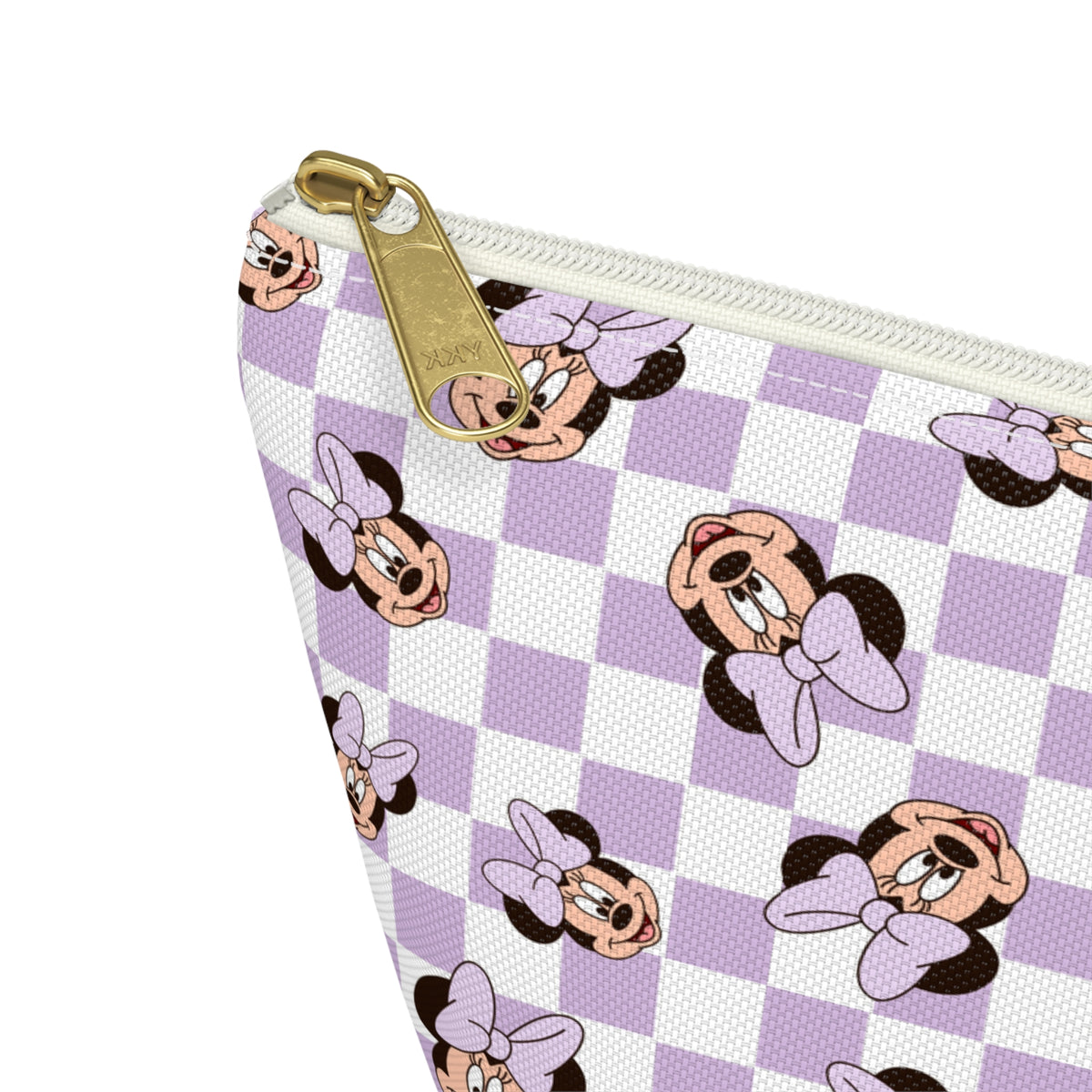 Lavender Minnie Mouse Checkered Accessory Pouch