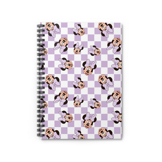 Minnie Mouse Inspired Checkered Spiral Notebook