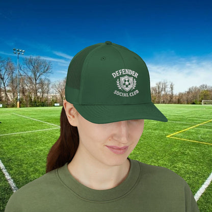 Defender Social Club Trucker Hat w/White Logo – Embroidered