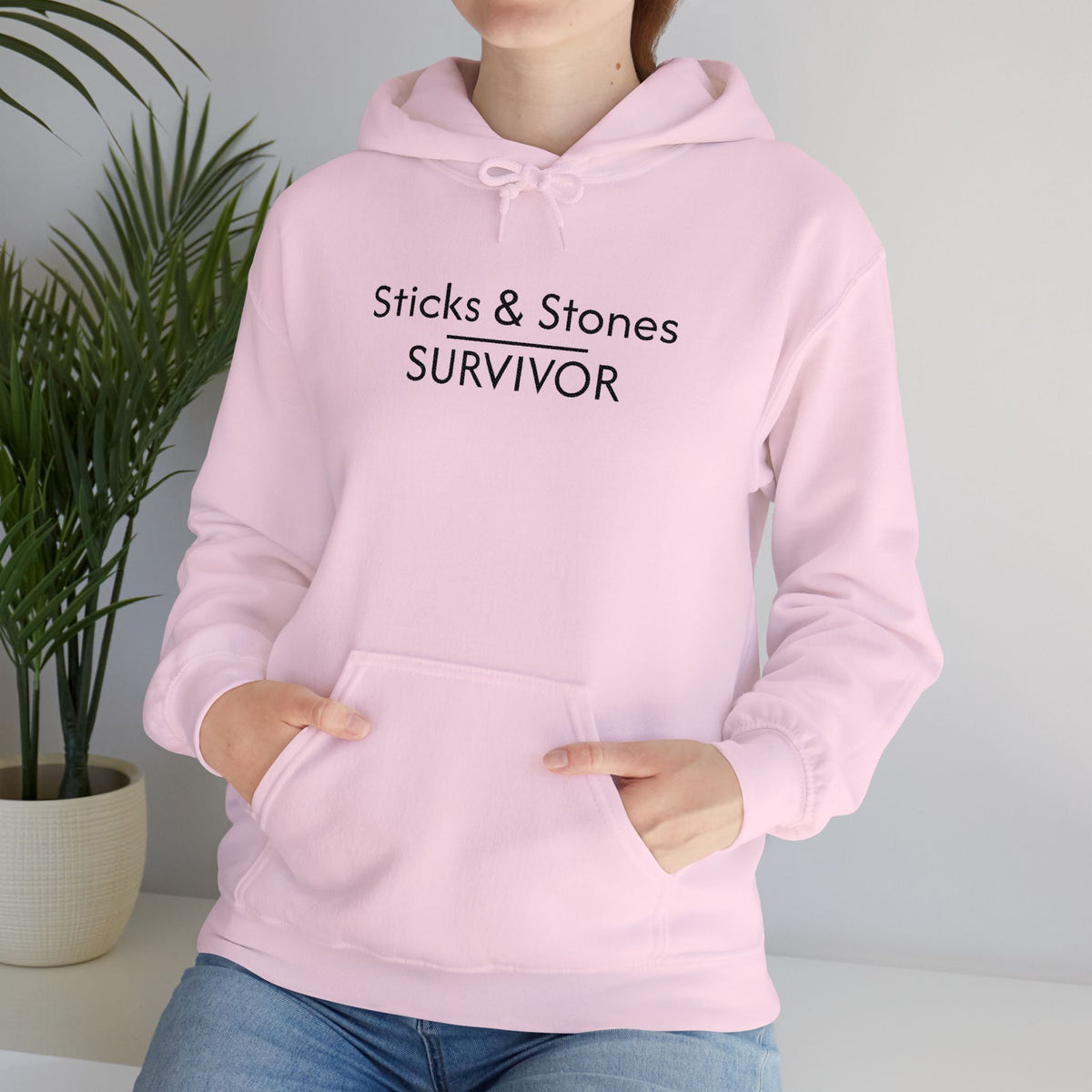 Sticks & Stones Survivor Hooded Sweatshirt - Black Embroidery