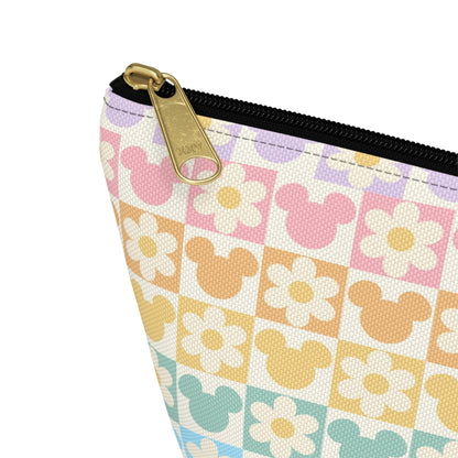 Pastel Mickey & Daisies Checkerboard Accessory Pouch