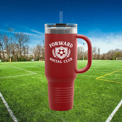 Forward Social Club in White - 40 oz Tumbler with Handle & Straw