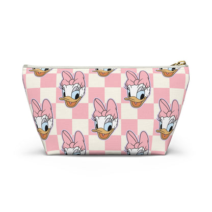 Pink Daisy Duck Checkered Accessory Pouch