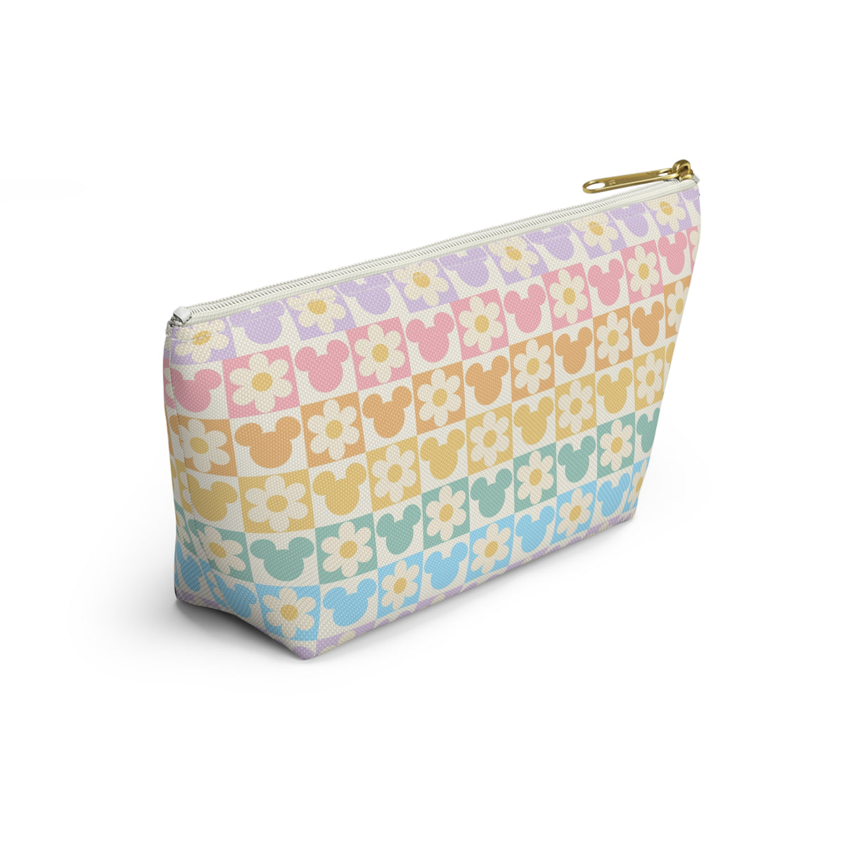 Pastel Mickey & Daisies Checkerboard Accessory Pouch