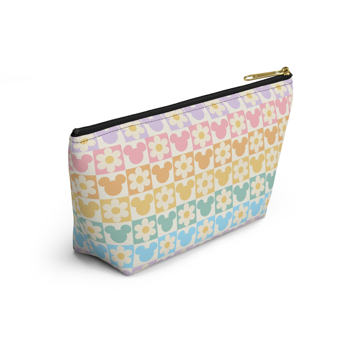 Pastel Mickey & Daisies Checkerboard Accessory Pouch