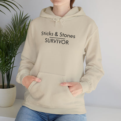 Sticks & Stones Survivor Hooded Sweatshirt - Black Embroidery