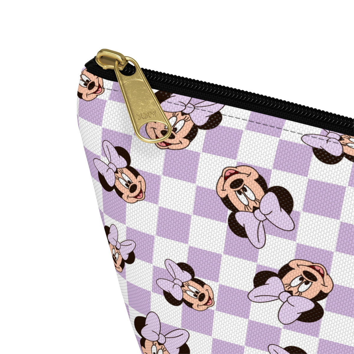 Lavender Minnie Mouse Checkered Accessory Pouch