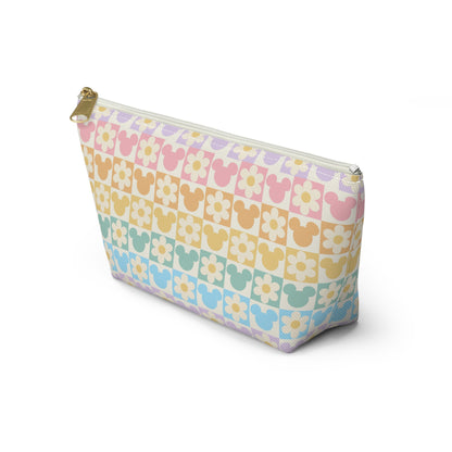 Pastel Mickey & Daisies Checkerboard Accessory Pouch
