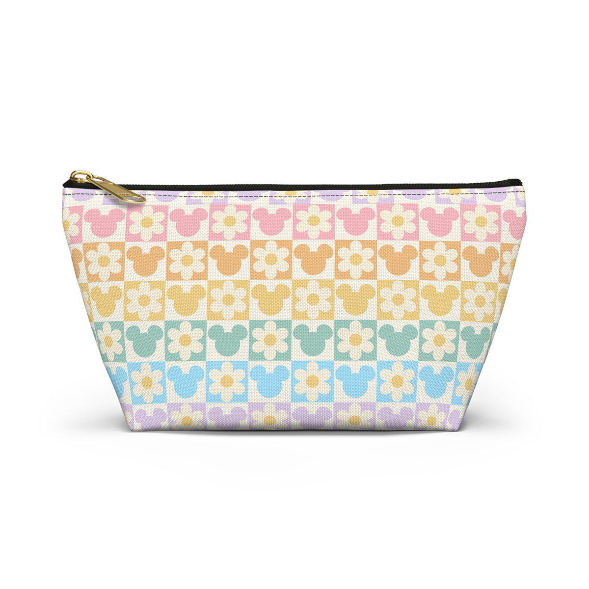 Pastel Mickey & Daisies Checkerboard Accessory Pouch