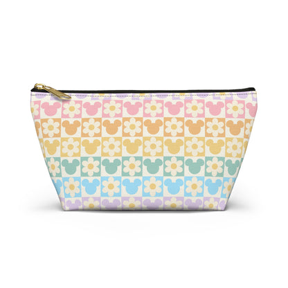 Pastel Mickey & Daisies Checkerboard Accessory Pouch