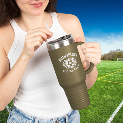 Midfielder Social Club 40 oz Tumbler with Handle & Straw w/White Logo