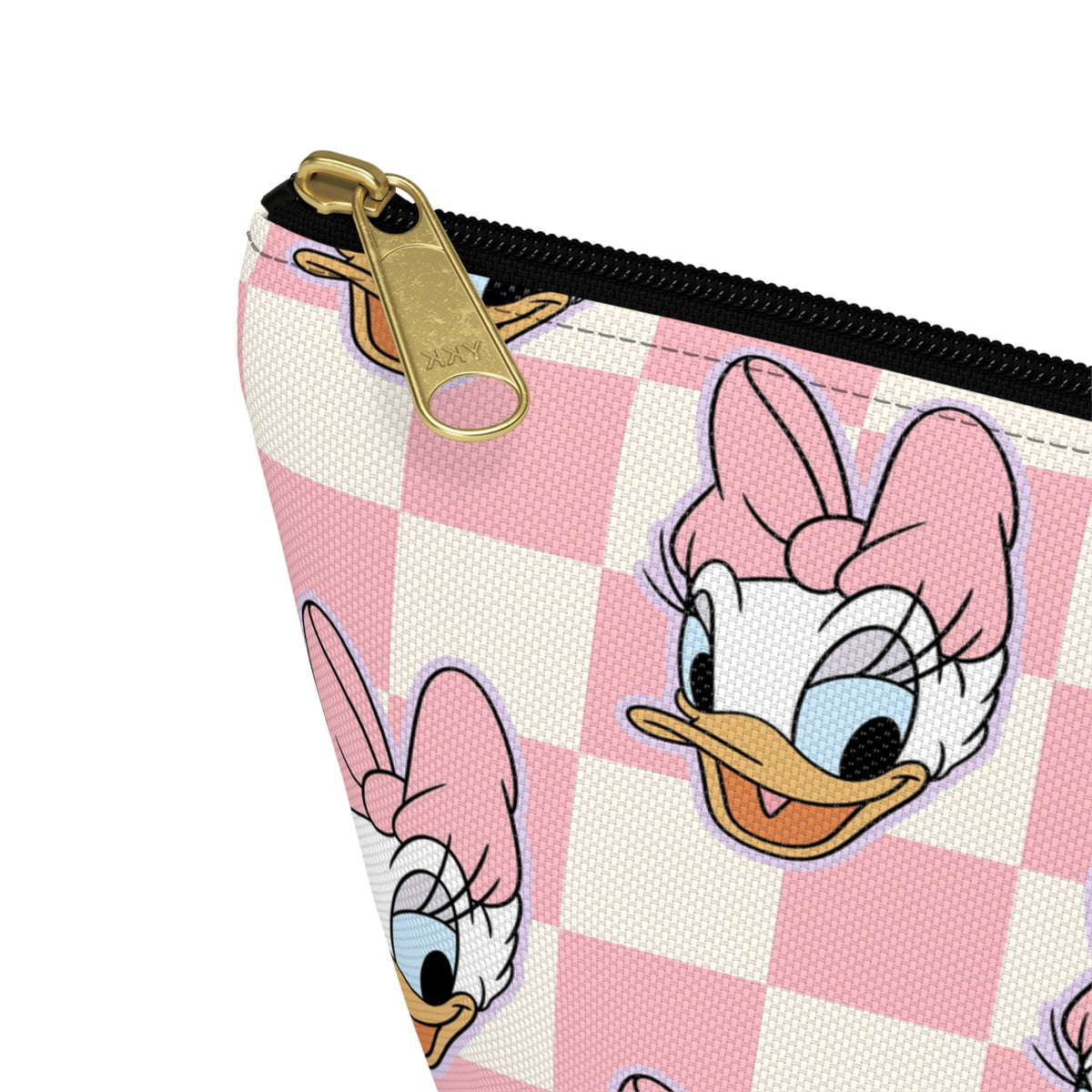 Pink Daisy Duck Checkered Accessory Pouch