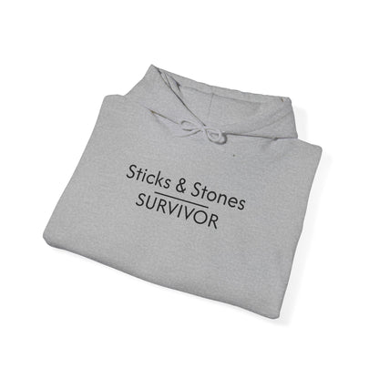 Sticks & Stones Survivor Hooded Sweatshirt - Black Embroidery
