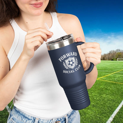 Forward Social Club in White - 40 oz Tumbler with Handle & Straw