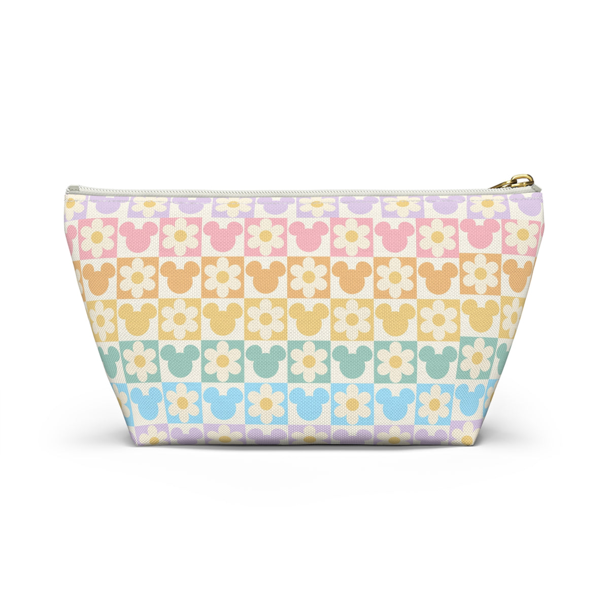 Pastel Mickey & Daisies Checkerboard Accessory Pouch