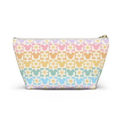 Pastel Mickey & Daisies Checkerboard Accessory Pouch