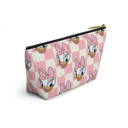 Pink Daisy Duck Checkered Accessory Pouch