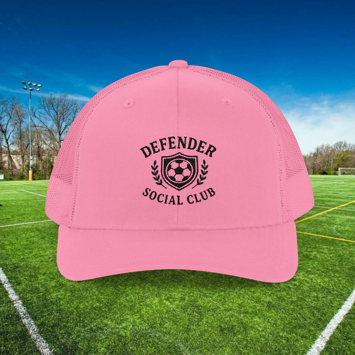 Defender Social Club Trucker Hat w/Black Logo – Embroidered