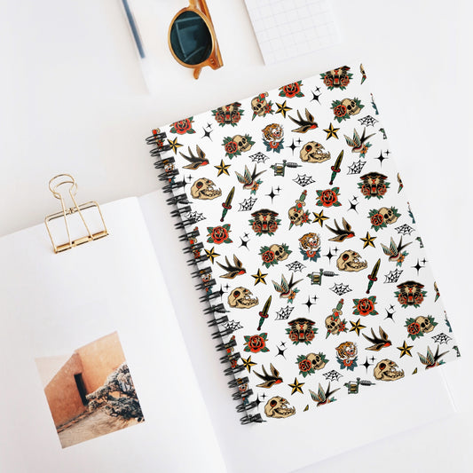 Old School Ink Spiral Notebook – Classic Tattoo Flash Style