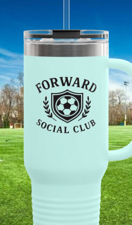 Forward Social Club in Black - 40 oz Tumbler with Handle & Straw