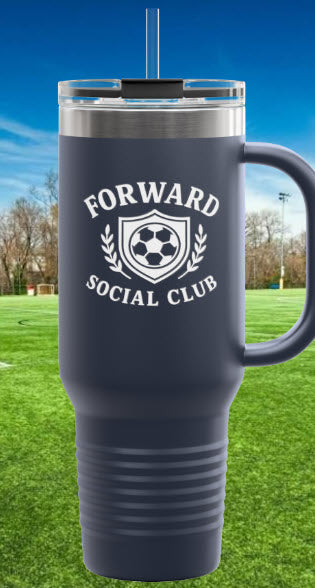 Forward Social Club in White - 40 oz Tumbler with Handle & Straw