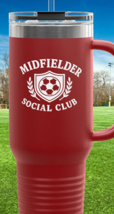 Midfielder Social Club 40 oz Tumbler with Handle & Straw w/White Logo