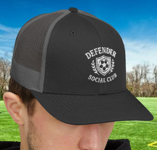 Defender Social Club Trucker Hat w/White Logo – Embroidered