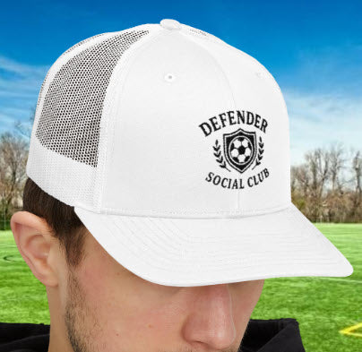 Defender Social Club Trucker Hat w/Black Logo – Embroidered