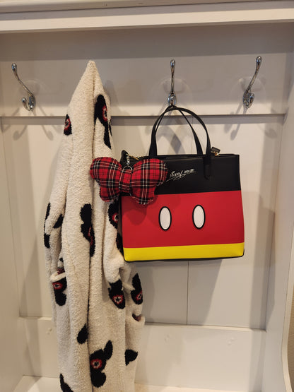 Plaid Minnie Bow Bag Charm – Holiday Purse Accessory
