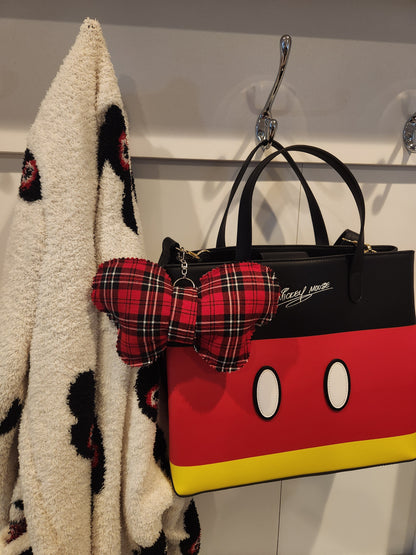 Plaid Minnie Bow Bag Charm – Holiday Purse Accessory