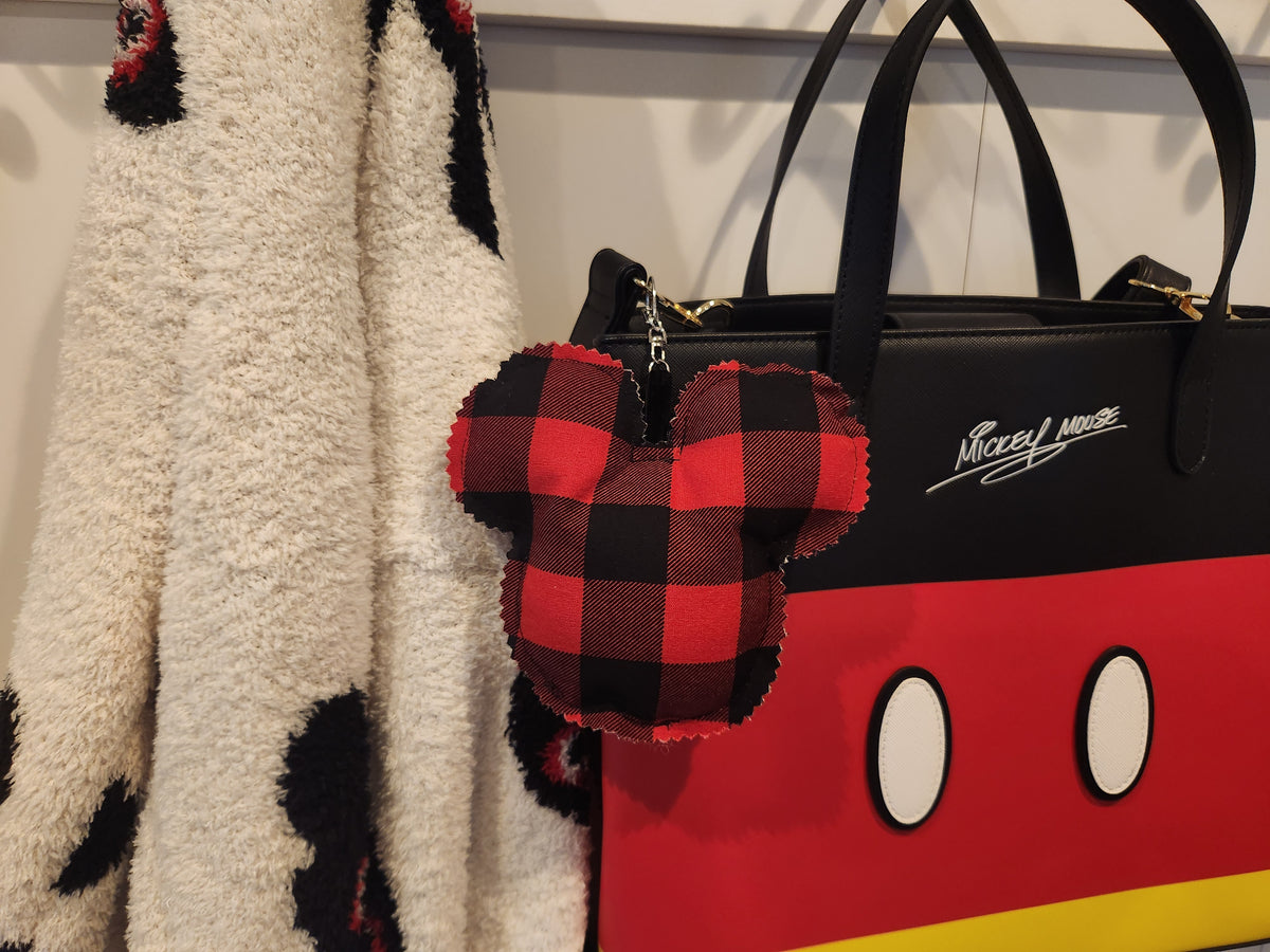 Buffalo Plaid Mouse Bag Charm – Cozy Winter Purse Accessory