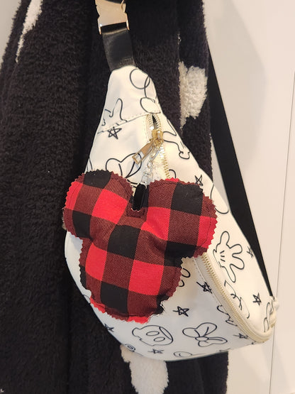 Buffalo Plaid Mouse Bag Charm – Cozy Winter Purse Accessory