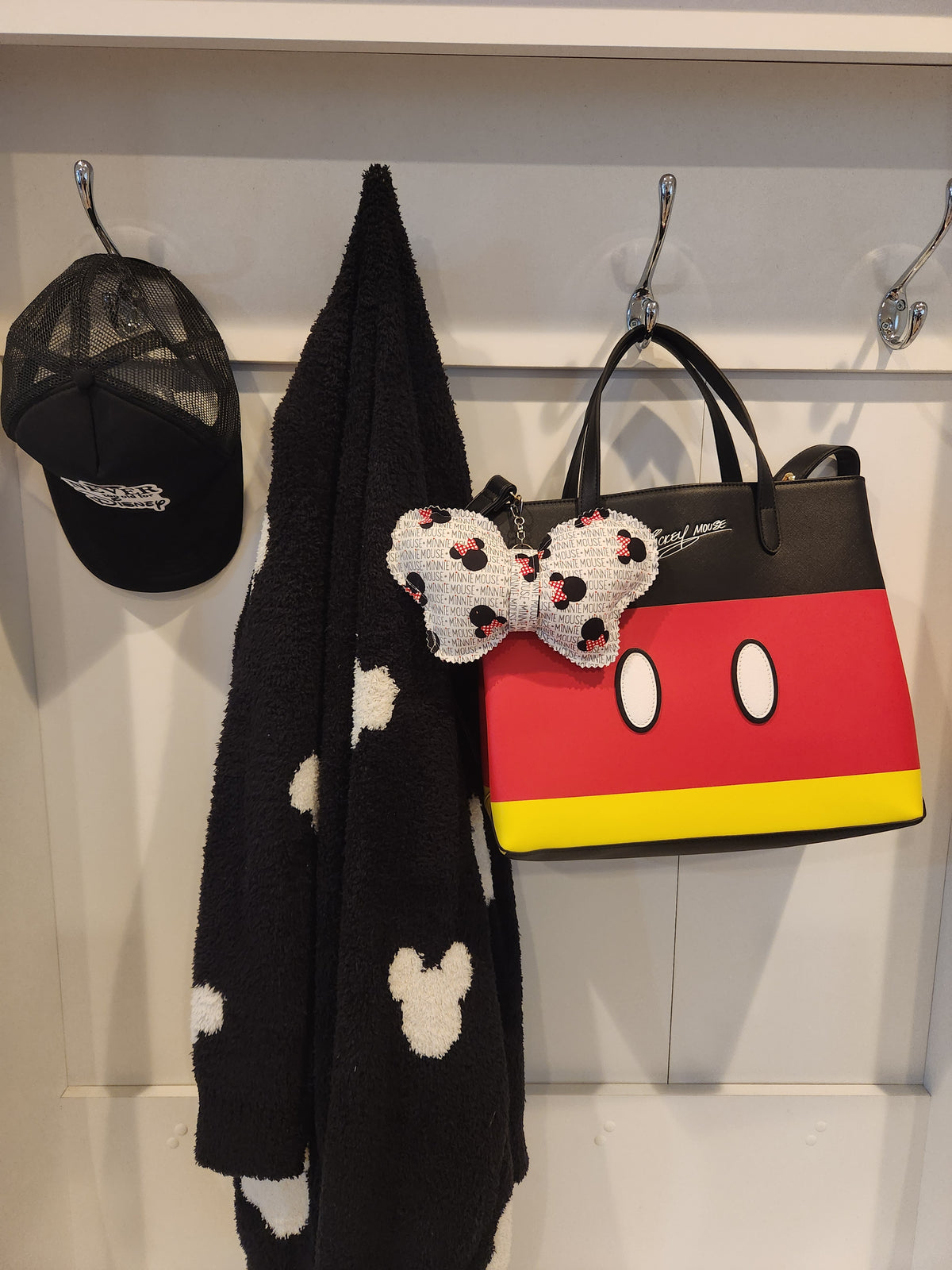 Handmade Minnie Mouse Bow Bag Charm | Red Polka Dot Purse & Backpack Accessory