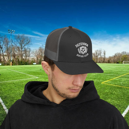Defender Social Club Trucker Hat w/White Logo – Embroidered