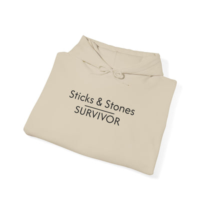 Sticks & Stones Survivor Hooded Sweatshirt - Black Embroidery
