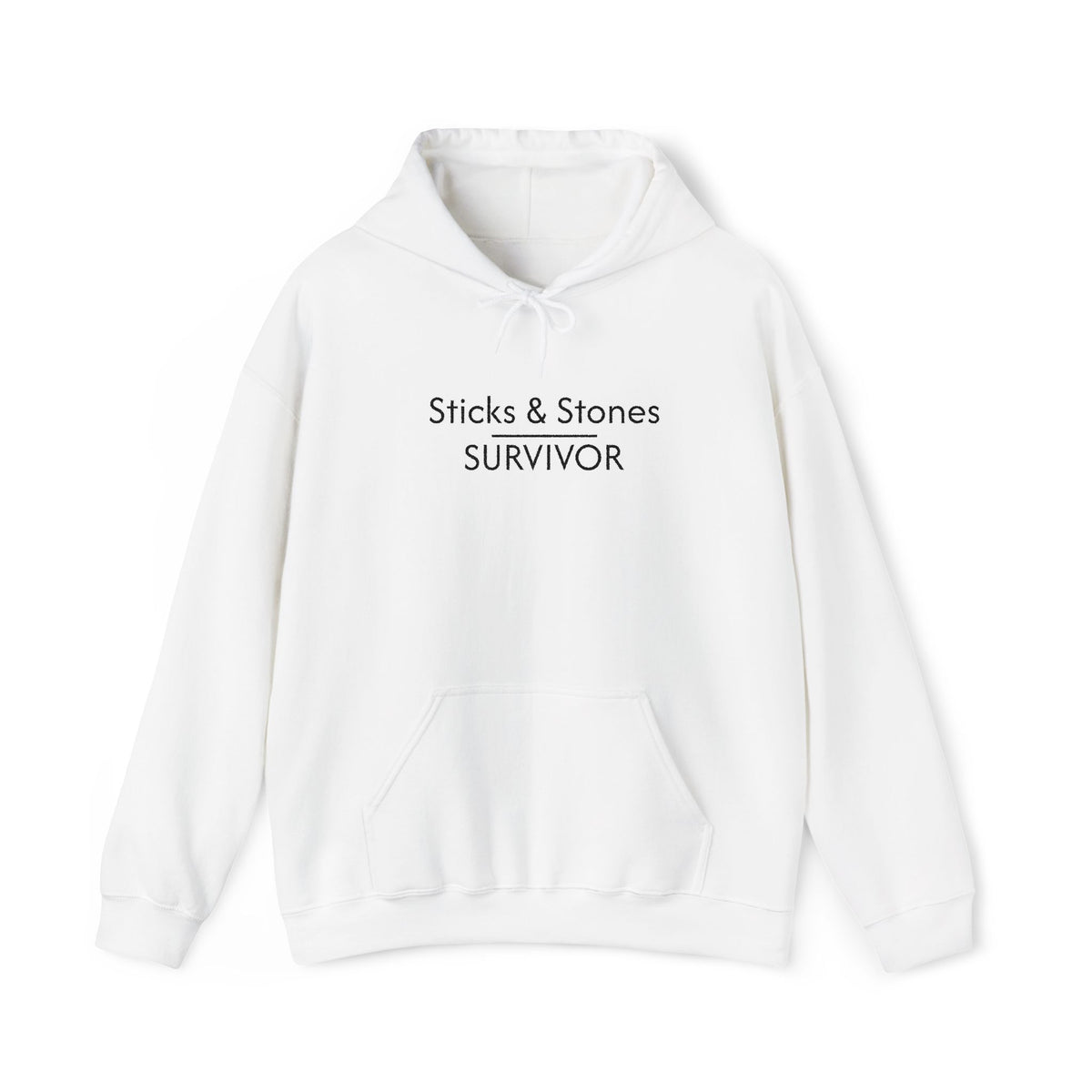 Sticks & Stones Survivor Hooded Sweatshirt - Black Embroidery
