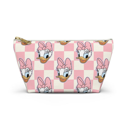 Pink Daisy Duck Checkered Accessory Pouch
