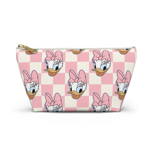 Pink Daisy Duck Checkered Accessory Pouch