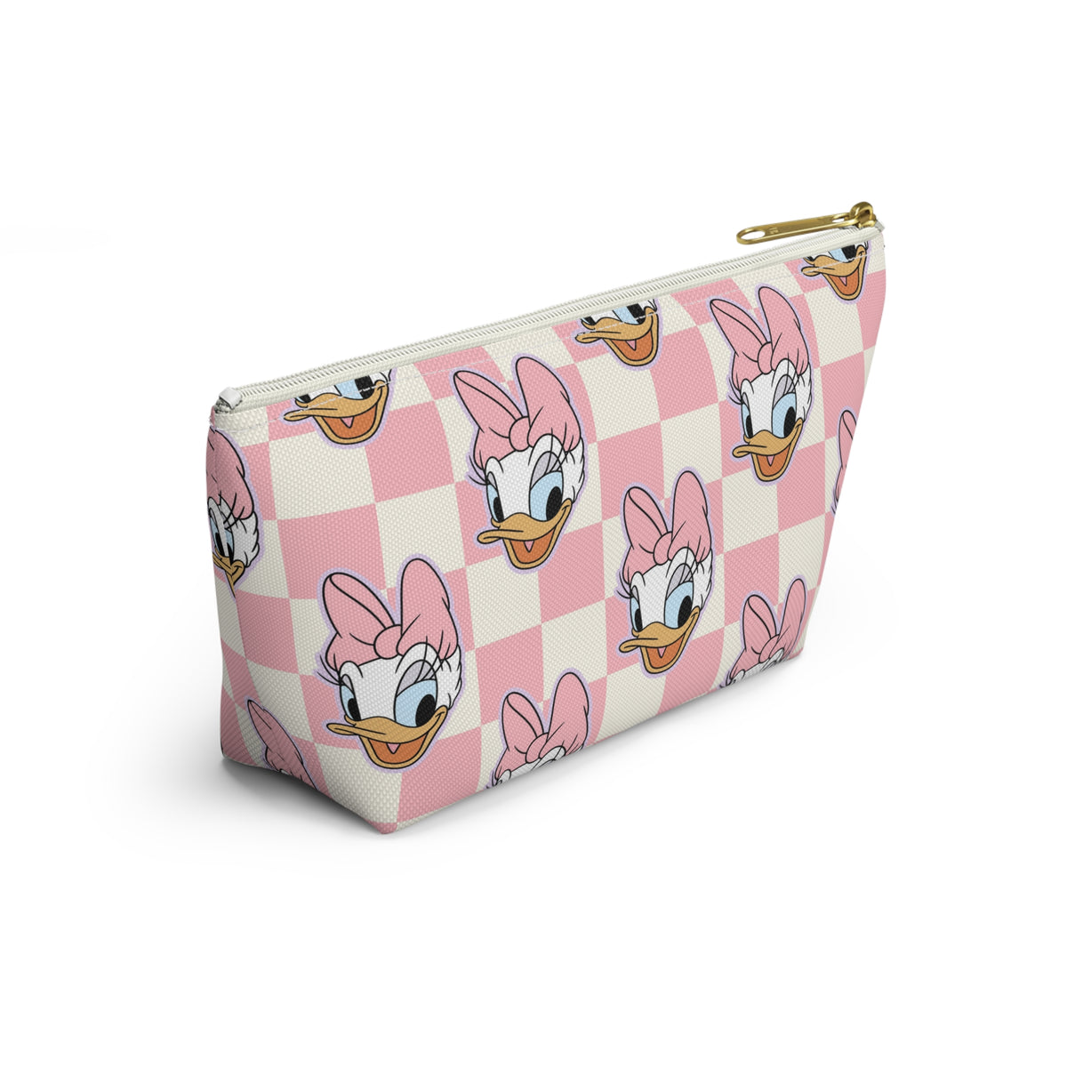 Pink Daisy Duck Checkered Accessory Pouch